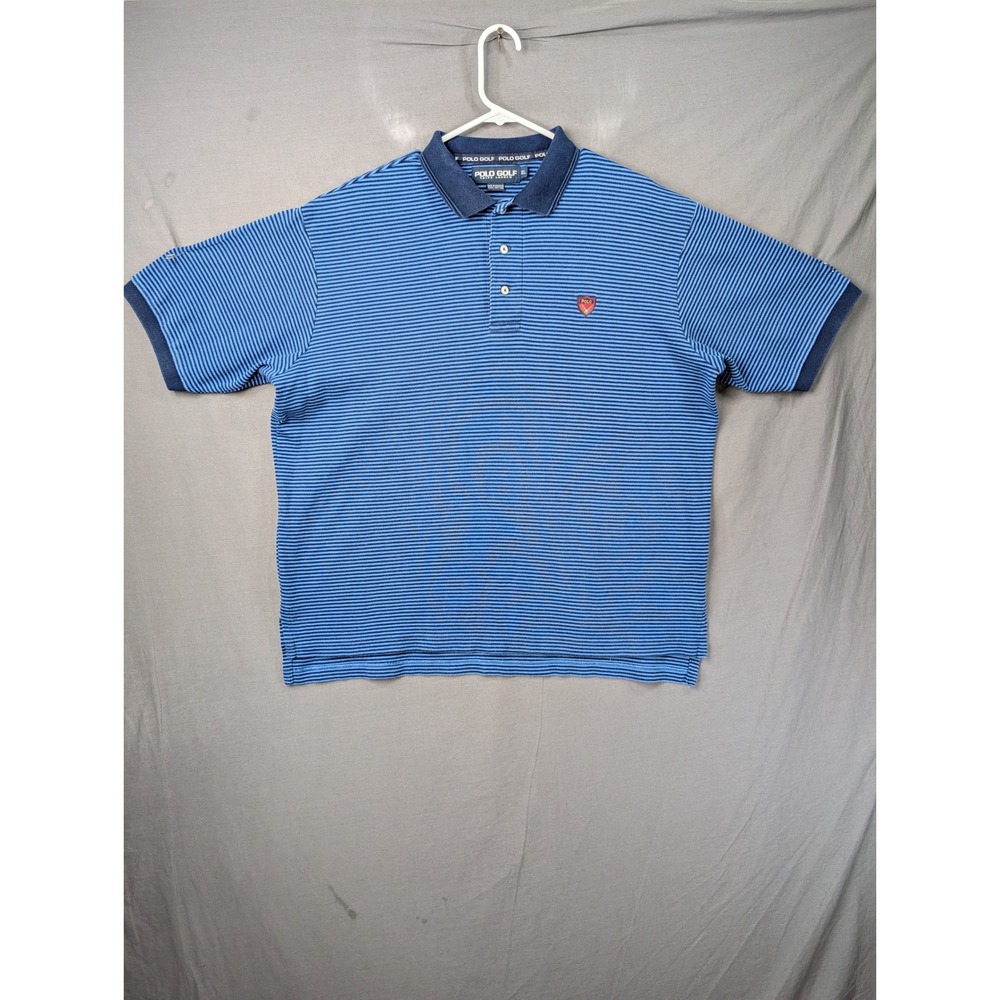 Polo Golf Ralph Lauren Blue Striped Short Sleeve Polo Shirt XL 7583